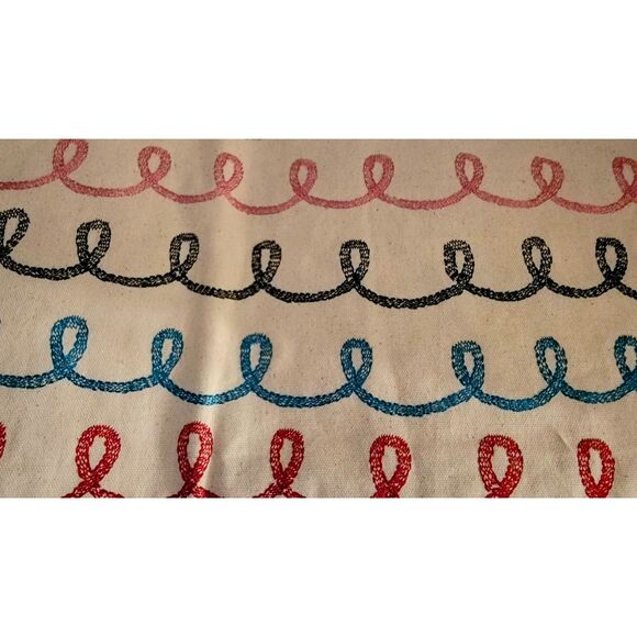 West Elm Meri Meri Swirl 12" x 21" Embroidered Pillow Cover w Pom Pom Trim NEW - Picture 3 of 4